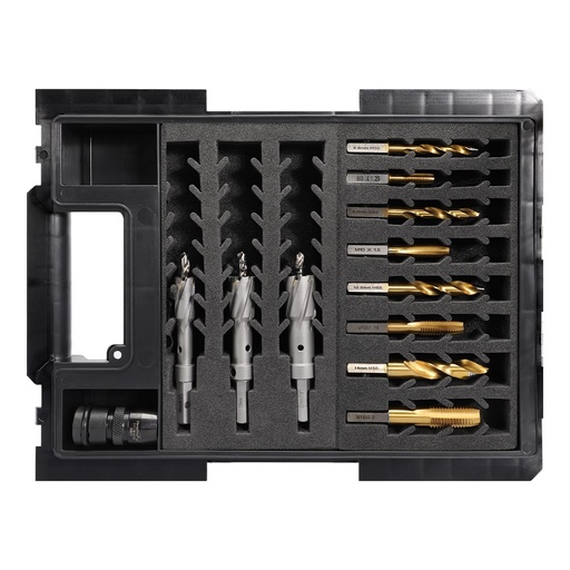 [170-STC-ETOP2-T3A-HD] VersaDrive 12 Piece Starter Kit | 8 Piece Drill and Tap Set | 3 Piece TCT HoleCutter Set 14mm to 22m