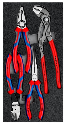 [180-002001V15] KNIPEX MIXED PLIER FOAM TRAY SET 4PC