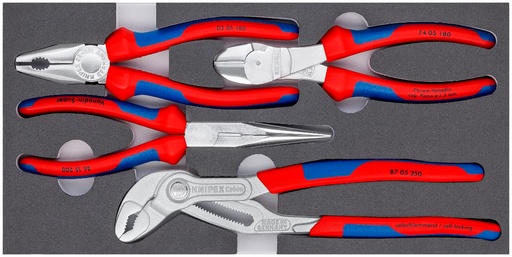[180-002001V17] KNIPEX MIXED PLIER FOAM TRAY SET 4PC-AF