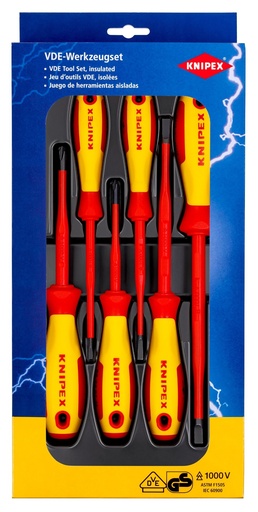 [180-002012V02] KNIPEX 1000V SLIM SCREWDRIVER SET 6PC