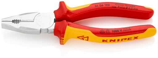[180-0106190] KNIPEX 1000V COMBINATION PLIERS 190MM