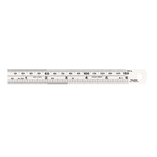 [180-150A6] 150A6 Stainless Steel Single Sided Rule Metric & Imperial - 150mm
