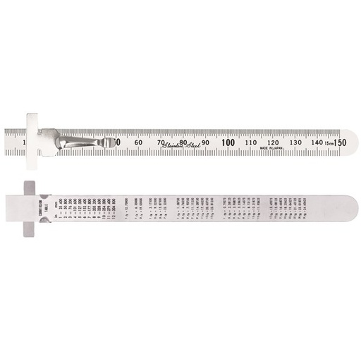 [180-150PCM] 150PCM Pocket Clip Rule Double Sided Metric - 150mm
