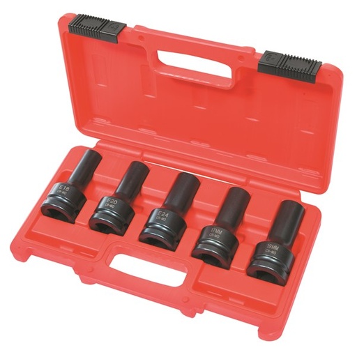 [180-301487] 301487 Impact Socket Set Double Hex & E-Star - 5 Pc.