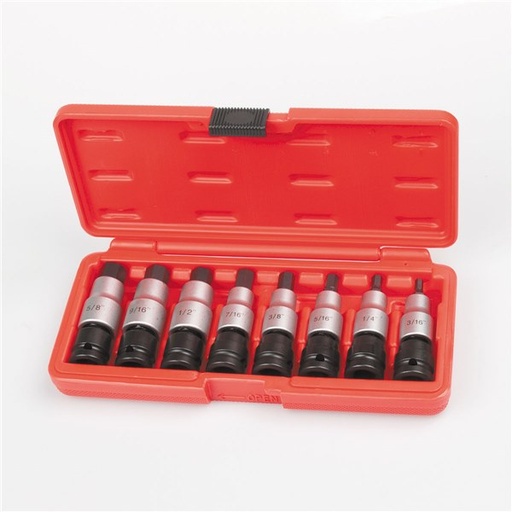 [180-301848] 301848 Universal Joint Socket Set (1/2” Sq. Dr.) SAE Hex 3/16"-5/8" 8 Pc.