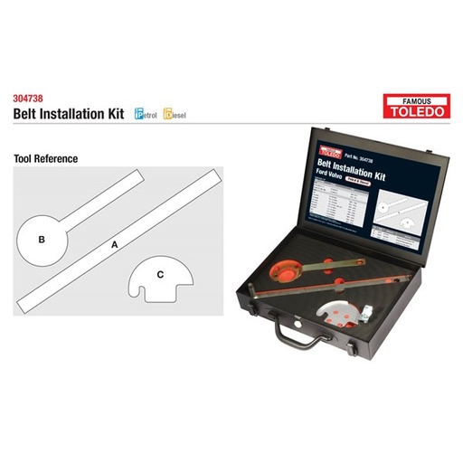[180-304738] 304738 Toledo Timing Tool Kit - Volvo & Ford Drive Belt Removal & Installation Kit