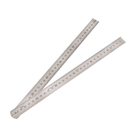 [180-600FM] 600FM Single Sided Stainless Steel Folding Rule Metric - 600mm