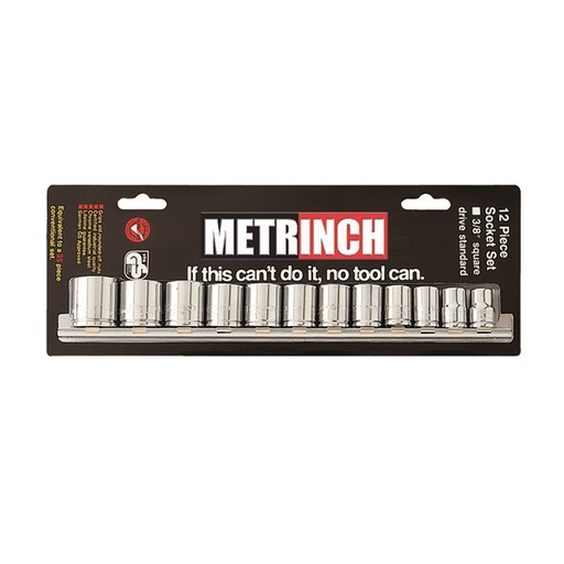 [180-MET-0320] MET-0320 Standard Socket Set 3/8 Inch Drive 12 Piece