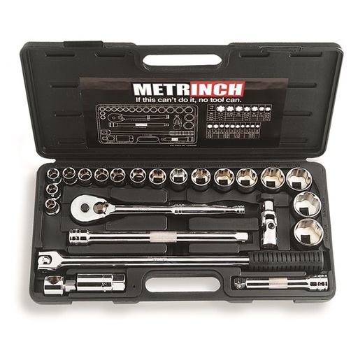 [180-MET-0405] MET-0405 Standard Socket Set 1/2 Inch Drive 24 Piece