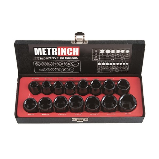 [180-MET-2400] MET-2400 Standard Impact Socket Set 1/2 Inch Drive 15 Piece