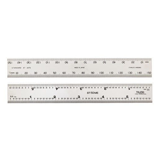 [180-ST150ME6] ST150ME6 Stainless Steel Rule Double Sided Metric & Imperial - 150mm
